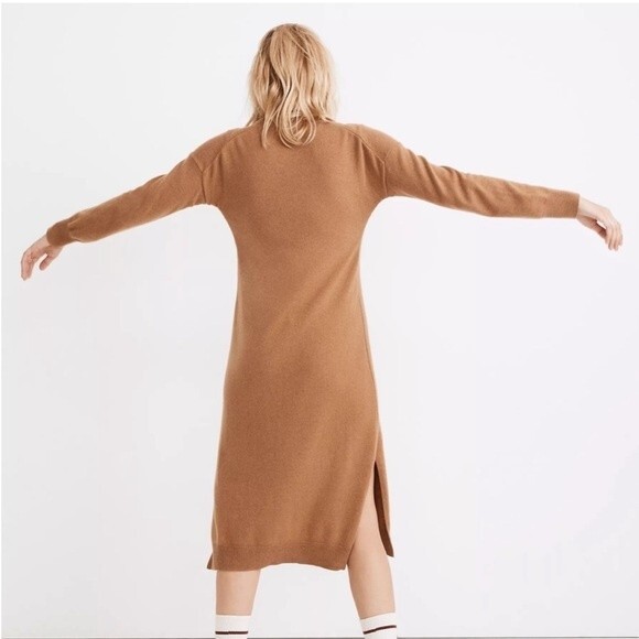 Madewell (re)Sourced Cashmere Camel Brown Long Sleeve Dress Size Medium - Picture 7 of 7